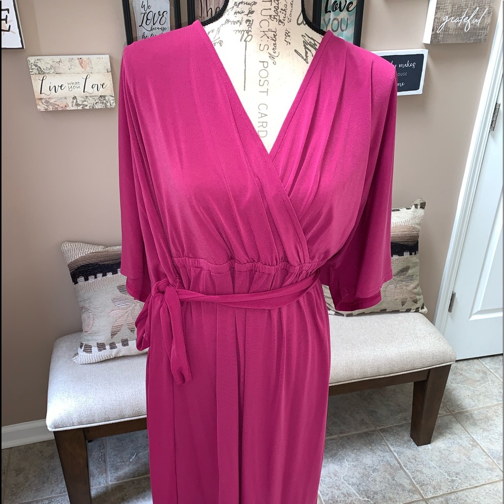 Avenue Size 22/24 Tie Waist Faux Wrap Dress Purple